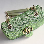 Colestore Gucci GG Marmont Crystals Small Shoulder bag in Pale Green Nubuck Leather 22x12.5x6cm - 3