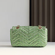 Colestore Gucci GG Marmont Crystals Small Shoulder bag in Pale Green Nubuck Leather 22x12.5x6cm - 4