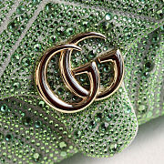 Colestore Gucci GG Marmont Crystals Small Shoulder bag in Pale Green Nubuck Leather 22x12.5x6cm - 2