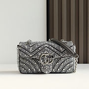 	 Colestore Gucci GG Marmont Crystals Small Shoulder bag in Pale Grey Nubuck Leather 22x12.5x6cm - 1