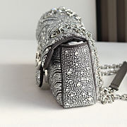 	 Colestore Gucci GG Marmont Crystals Small Shoulder bag in Pale Grey Nubuck Leather 22x12.5x6cm - 6
