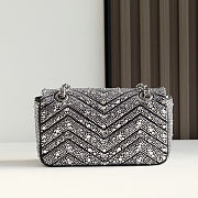 	 Colestore Gucci GG Marmont Crystals Small Shoulder bag in Pale Grey Nubuck Leather 22x12.5x6cm - 4