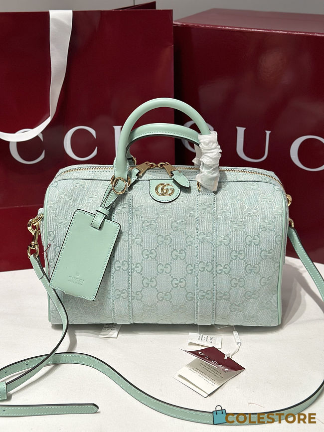 Colestore Gucci Ophidia Medium Boston Bag Icy Blue GG Canvas 30x16x20cm - 1