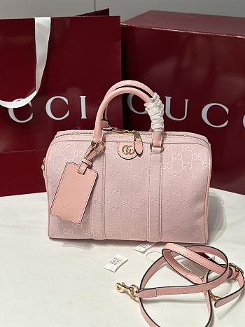 Colestore Gucci Ophidia Medium Boston Bag Pink GG Canvas 30x16x20cm