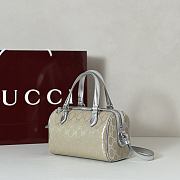 Colestore Gucci GG Emblem Small Boston Bag Silver GG Fabric 20.5x14x11.5cm - 5