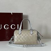 Colestore Gucci GG Emblem Small Boston Bag Silver GG Fabric 20.5x14x11.5cm - 4