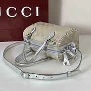 Colestore Gucci GG Emblem Small Boston Bag Silver GG Fabric 20.5x14x11.5cm - 3