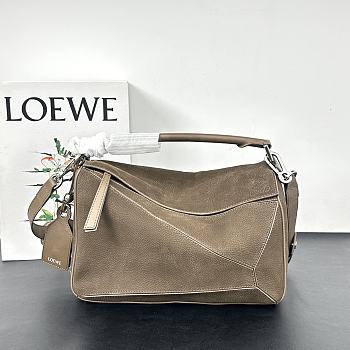 Colestore Loewe Small Featherlight Puzzle bag in Grained Nubuck Tundra 24x16.5x10.5cm