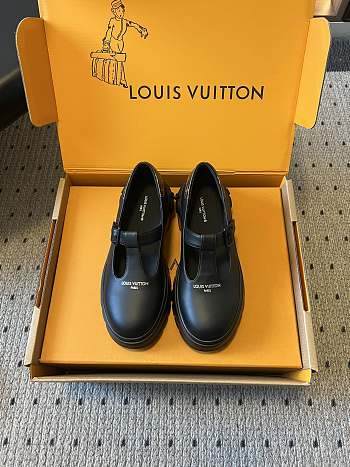Colestore Louis Vuitton LV Squad Mary Jane Black Plain Calf Leather