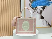 	 Colestore Dior Small Dior Book Tote with Strap Rose Soupir Dior Oblique Embroidery with White Lace and Dior Médaillon (26 x 22 x 8 cm) - 1