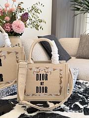 Colestore Dior Small Dior Book Tote with Strap Beige, Pink and Black Book Cover Embroidery 26x22x8cm - 1