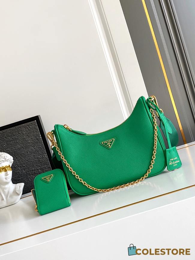 Colestore Prada Re-Edition 2005 Shoulder Bag Green 1BH204 22x18x6.5cm - 1