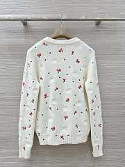 Colestore Dior Dioramour Embroidered Long-Sleeved Sweater Ecru Cashmere Cable-Knit with Multicolor Doves & Roses Motif  - 4