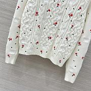 Colestore Dior Dioramour Embroidered Long-Sleeved Sweater Ecru Cashmere Cable-Knit with Multicolor Doves & Roses Motif  - 3