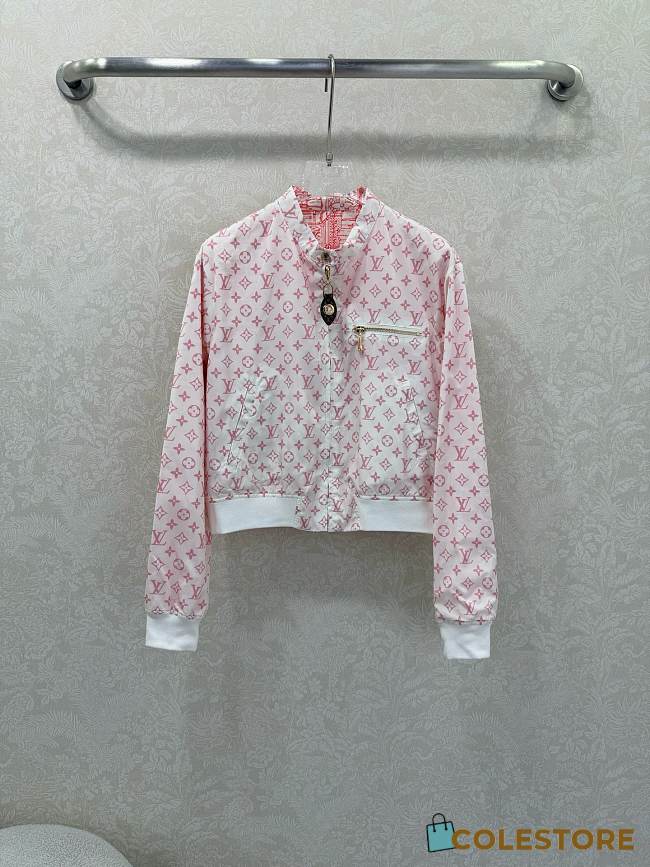 Colestore Louis Vuitton Monogram Zip-Up Jacket Pink/White - 1