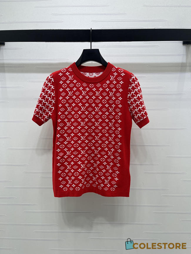 Colestore Louis Vuitton Monogram Honeycomb Knit Top Red - 1
