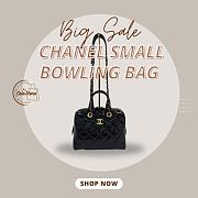 Colestore Chanel Small Bowling Bag Patent Crumpled Calfskin & Gold-Tone Metal Black 17x21x13cm - 1
