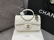 Colestore Chanel White Quilted Lambskin Top Handle Mini Flap Bag Pale Gold Hardware, Charm 20x14x7cm - 1
