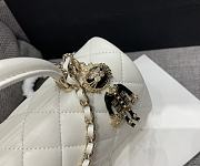 Colestore Chanel White Quilted Lambskin Top Handle Mini Flap Bag Pale Gold Hardware, Charm 20x14x7cm - 6