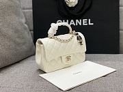 Colestore Chanel White Quilted Lambskin Top Handle Mini Flap Bag Pale Gold Hardware, Charm 20x14x7cm - 4