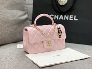 Colestore Chanel Pink Quilted Lambskin Top Handle Mini Flap Bag Pale Gold Hardware, Charm 20x14x7cm - 6