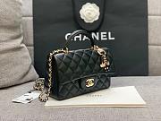 Colestore Chanel Black Quilted Lambskin Top Handle Mini Flap Bag Pale Gold Hardware, Charm 20x14x7cm - 6