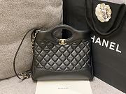 Colestore Chanel 31 Mini Shopping Bag   Shiny Lambskin & Ruthenium-Finish Metal  Black 22x23x5.5cm - 1