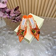 Colestore Jimmy Choo Floral Appliqué Patent Leather Mules Orange - 5