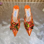 Colestore Jimmy Choo Floral Appliqué Patent Leather Mules Orange - 3