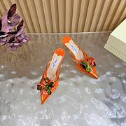 Colestore Jimmy Choo Floral Appliqué Patent Leather Mules Orange - 2