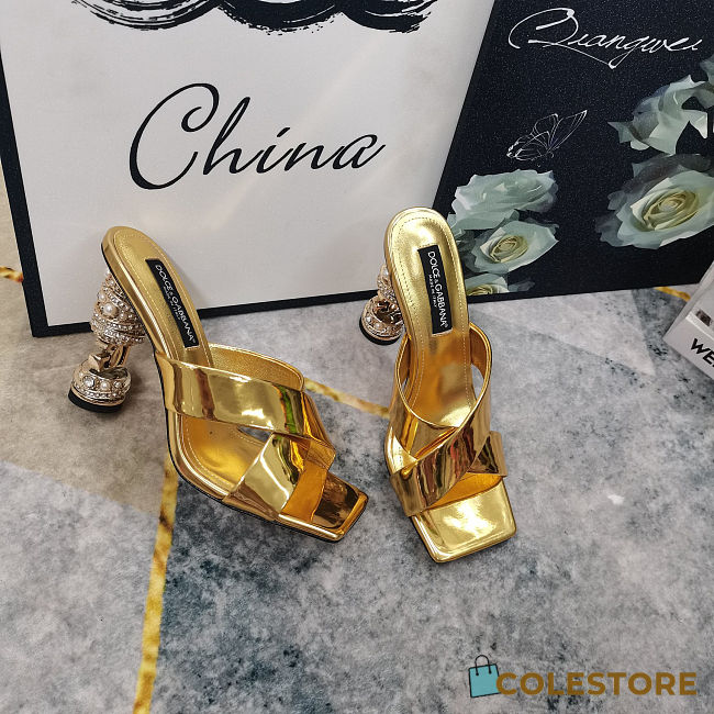 Colestore Dolce Gabbana Metallic Leather Mules - 1