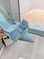 Colestore Prada Pointed-Toe Slingback Pumps with Bow Blue - 3