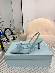 Colestore Prada Pointed-Toe Slingback Pumps with Bow Blue - 5