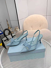 Colestore Prada Pointed-Toe Slingback Pumps with Bow Blue - 6