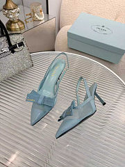 Colestore Prada Pointed-Toe Slingback Pumps with Bow Blue - 2