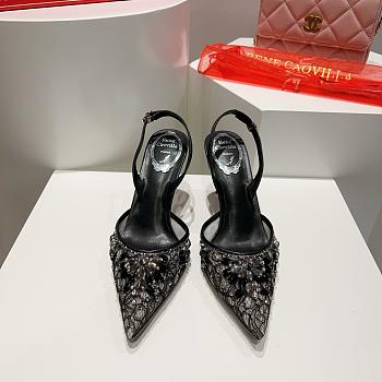 Colestore Rene Caovilla Jewel Slingbacks In Lace Venezianan 75 Black