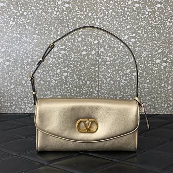 Colestore Valentino Garavani DeVain Small Shoulder Bag in Laminated Nappa Leather Gold 23.5x12x3cm