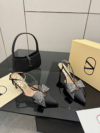 Colestore Valentino Garavani 80mm Bowow Embellished Satin Slingback Pumps