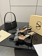 Colestore Valentino Garavani 80mm Bowow Embellished Satin Slingback Pumps - 4