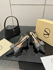 Colestore Valentino Garavani 80mm Bowow Embellished Satin Slingback Pumps - 3