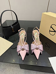 Colestore Valentino Garavani 80mm Bowow Embellished Satin Slingback Pumps Pink - 1