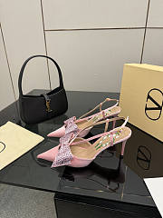 Colestore Valentino Garavani 80mm Bowow Embellished Satin Slingback Pumps Pink - 6
