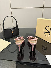 Colestore Valentino Garavani 80mm Bowow Embellished Satin Slingback Pumps Pink - 5