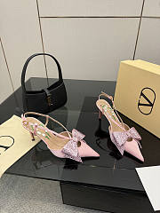 Colestore Valentino Garavani 80mm Bowow Embellished Satin Slingback Pumps Pink - 4