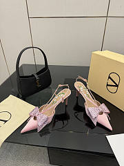 Colestore Valentino Garavani 80mm Bowow Embellished Satin Slingback Pumps Pink - 3