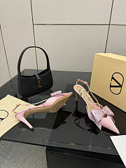 Colestore Valentino Garavani 80mm Bowow Embellished Satin Slingback Pumps Pink - 2