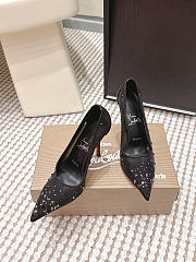 Colestore Christian Louboutin Follies Strass 85 mm Pumps Mesh and Suede Black - 6