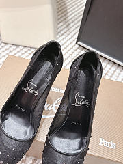 Colestore Christian Louboutin Follies Strass 85 mm Pumps Mesh and Suede Black - 4