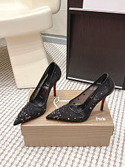 Colestore Christian Louboutin Follies Strass 85 mm Pumps Mesh and Suede Black - 5