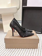 Colestore Christian Louboutin Follies Strass 85 mm Pumps Mesh and Suede Black - 3